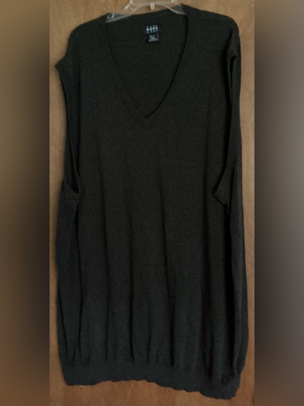 HB Harbor Bay By DXL Big & Tall Men's V-Neck Gray Sweater Vest 3XLT Lightweight